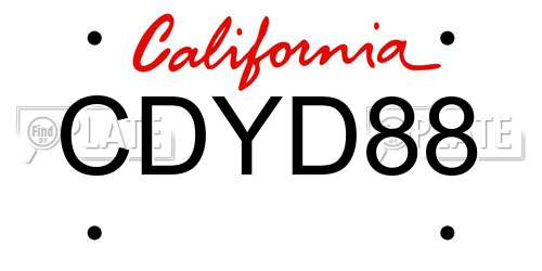 CDYD88 California License Plate