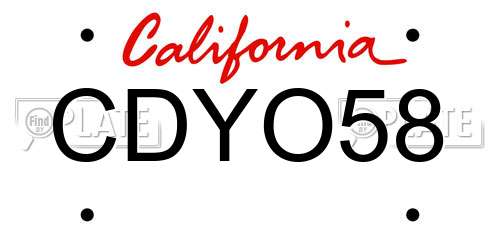 CDYO58 California License Plate