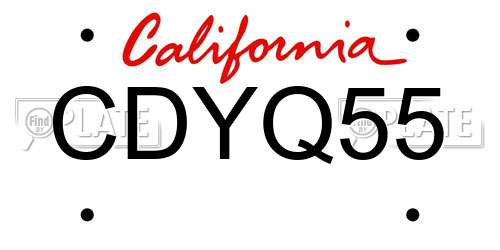 CDYQ55 California License Plate