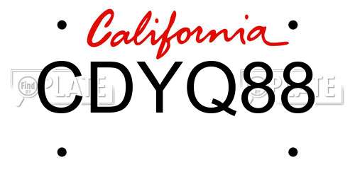 CDYQ88 California License Plate