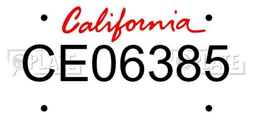 CE06385 California License Plate