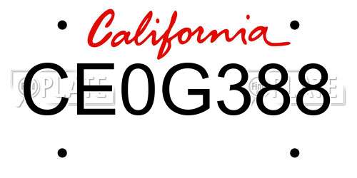 CE0G388 California License Plate