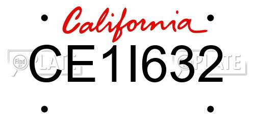 CE1I632 California License Plate