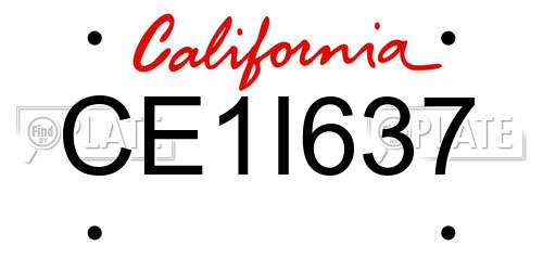 CE1I637 California License Plate