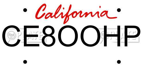 CE8OOHP California License Plate