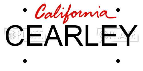 CEARLEY California License Plate