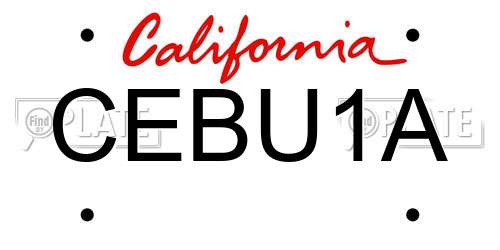 CEBU1A California License Plate