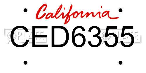 CED6355 California License Plate