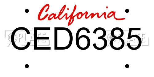 CED6385 California License Plate
