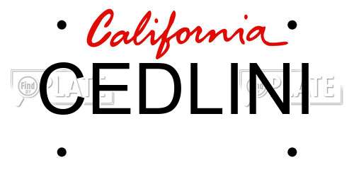 CEDLINI California License Plate