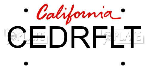 CEDRFLT California License Plate