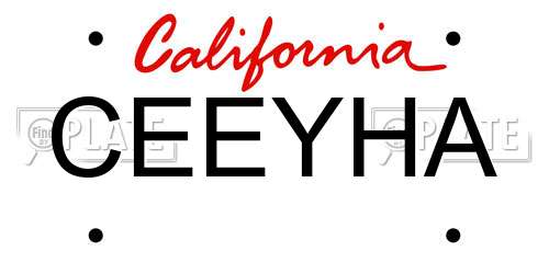 CEEYHA California License Plate
