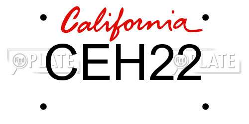 CEH22 California License Plate