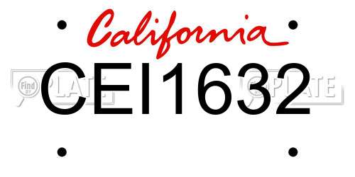 CEI1632 California License Plate