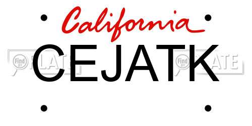 CEJATK California License Plate