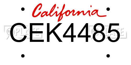 CEK4485 California License Plate