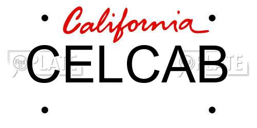 CELCAB California License Plate