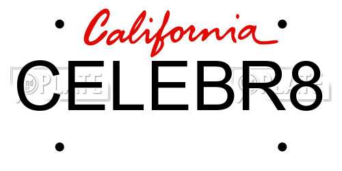 CELEBR8 California License Plate