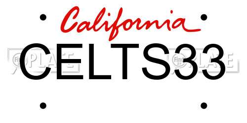 CELTS33 California License Plate