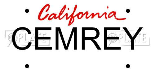 CEMREY California License Plate