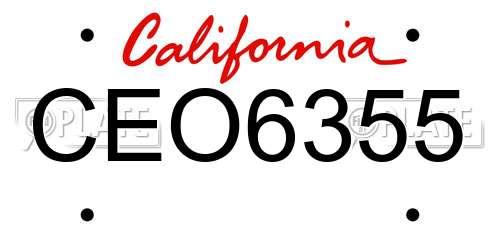 CEO6355 California License Plate