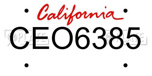 CEO6385 California License Plate