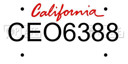 CEO6388 California License Plate