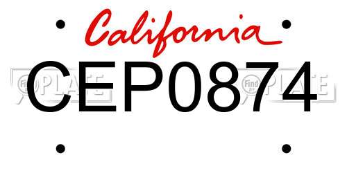 CEP0874 California License Plate