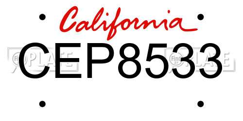 CEP8533 California License Plate