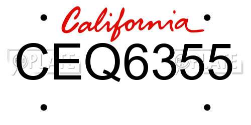 CEQ6355 California License Plate