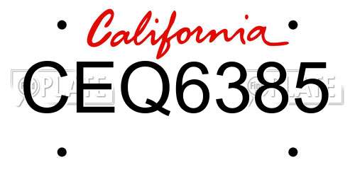 CEQ6385 California License Plate