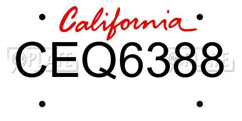 CEQ6388 California License Plate