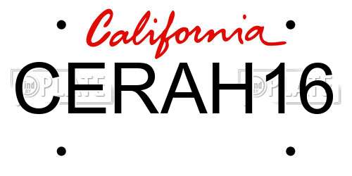 CERAH16 California License Plate