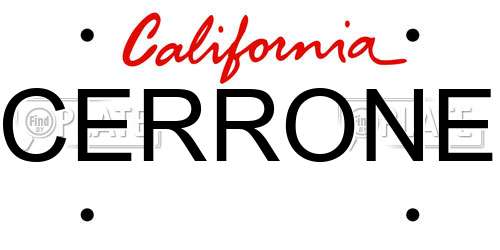 CERRONE California License Plate