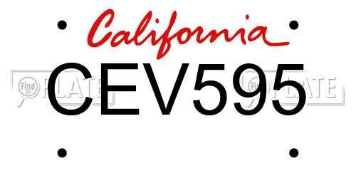 CEV595 California License Plate