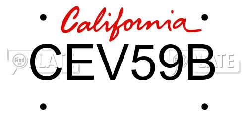 CEV59B California License Plate