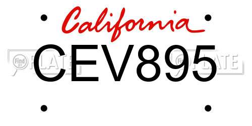 CEV895 California License Plate