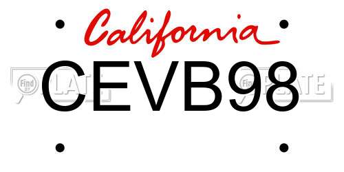 CEVB98 California License Plate
