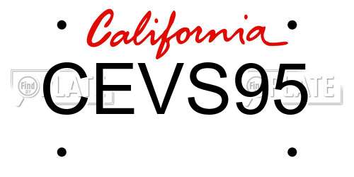 CEVS95 California License Plate