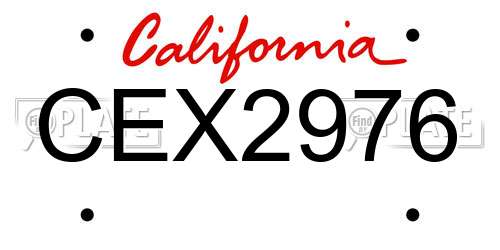 CEX2976 California License Plate