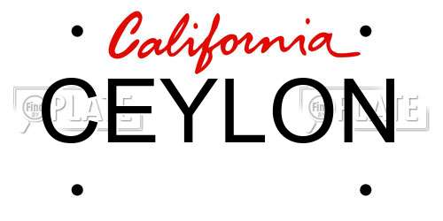 CEYLON California License Plate
