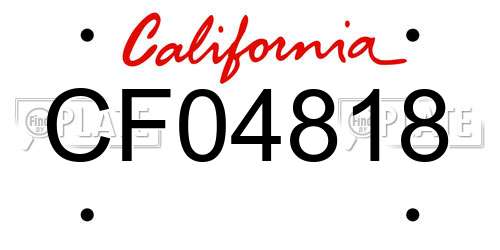 CF04818 California License Plate