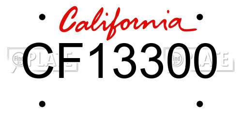 CF13300 California License Plate