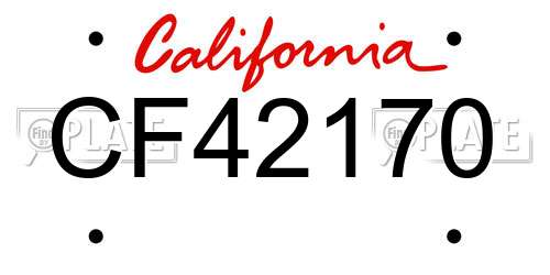 CF42170 California License Plate
