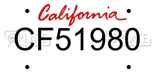 CF51980 California License Plate