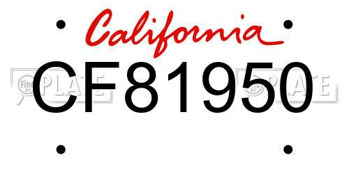 CF81950 California License Plate