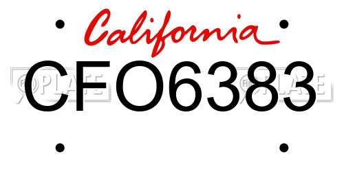 CFO6383 California License Plate