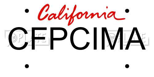 CFPCIMA California License Plate