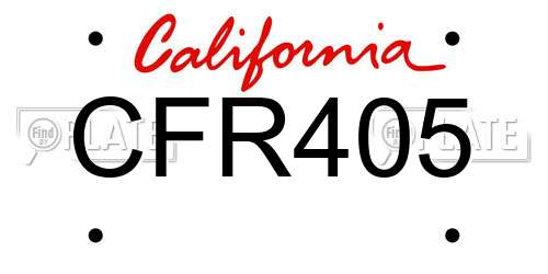 CFR405 California License Plate