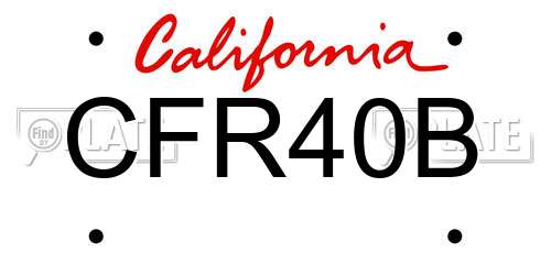 CFR40B California License Plate